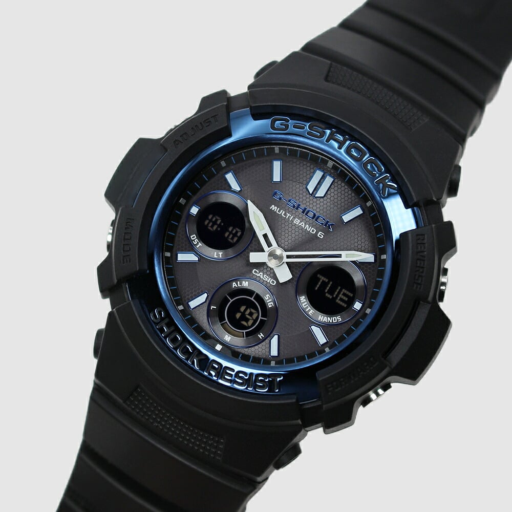 【レビューで延長保証 11年】カシオ CASIO G-SHOCK G-ショック 電波ソーラー AWG-M100A-1A ANALOG-DIGITAL M100 SERIES ブラック ブルー メンズ デジタル 腕時計 ギフト プレゼント【海外正規品】送料無料