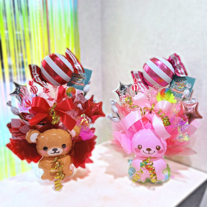 「誕生日」「推し活」「発表会」「卒園・卒業」「入園・入学」「お菓子」「花束」「キャンディーブーケ」　季節を超えたお世話いらずのお菓子のブーケ♡　《お菓子の賞味期限は1ヶ月以上の物をご用意しております》『ベアーズドリーム』