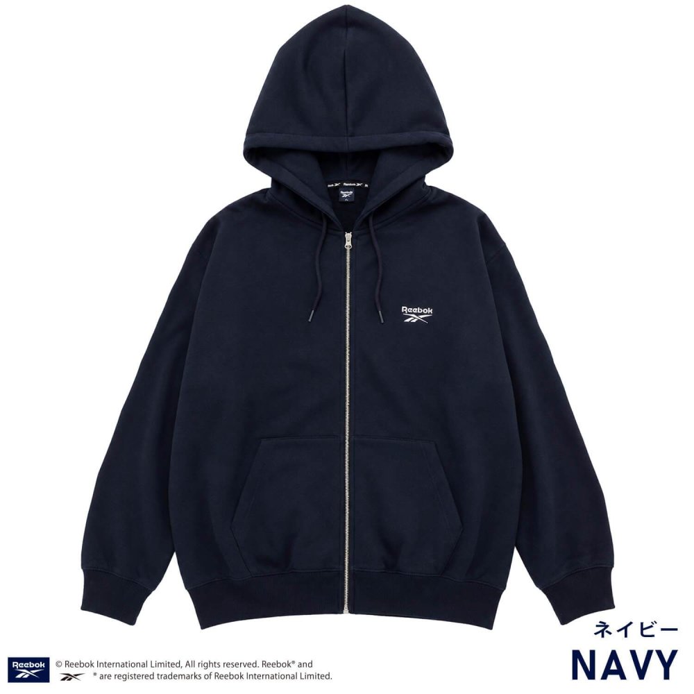 Reebok リーボック ジップパーカー レディース メンズ rm-6105 スウェットパーカー フルジップ 長袖 フーディー 裏起毛 暖かい ロゴ 刺繍 ビッグシルエット オーバーサイズ 羽織り スポーティ カジュアル M L LL 2026FW Karlas 別注