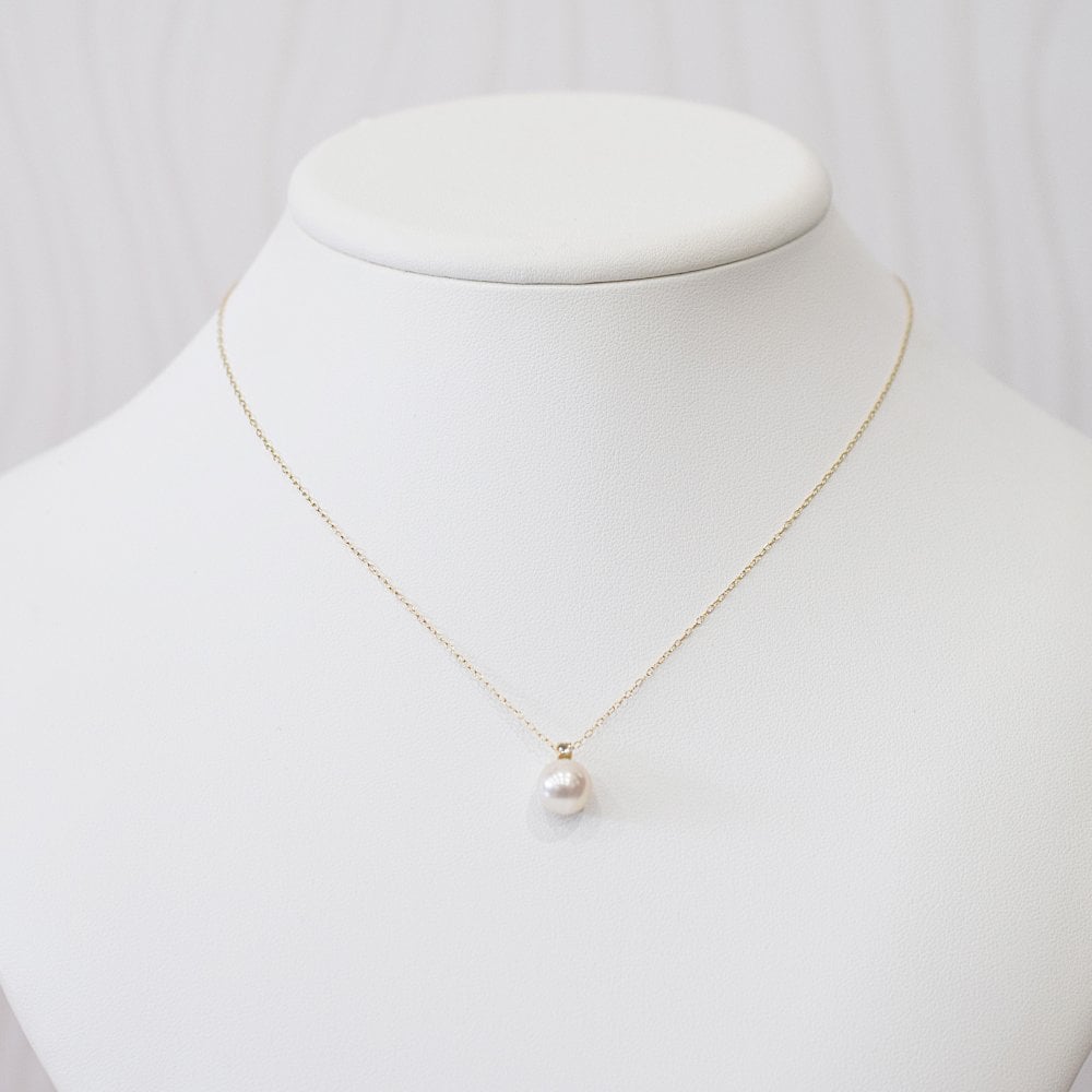 ［pearl599］ 8mm - 8.5mm ホワイトピンク ペンダント ネックレス 3月 誕生石 アクアマリン あこや真珠