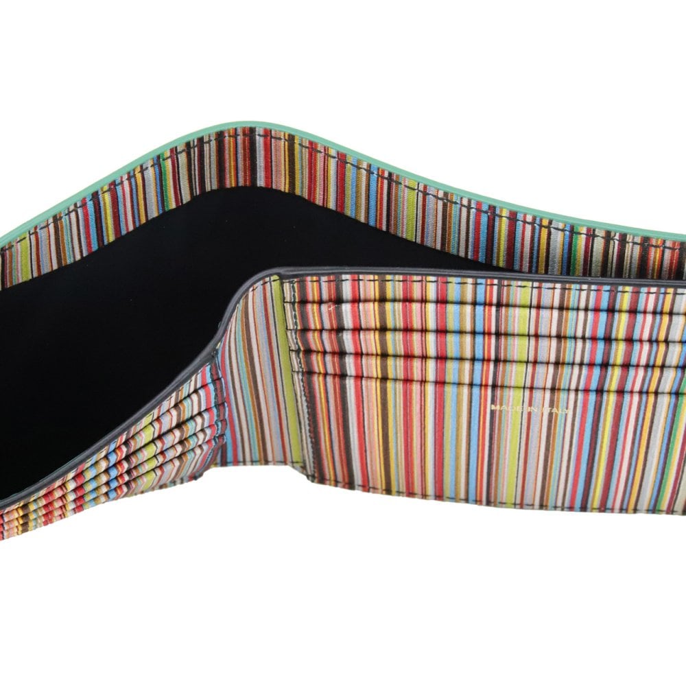 ポールスミス 財布 Paul Smith 二つ折り財布 小銭入れなし メンズ コバルトグリーン マルチストライプ M1A-4832-DMULTI 30 【ラッピング無料 誕生日 お祝い プレゼント ギフト 贈り物】 送料無料