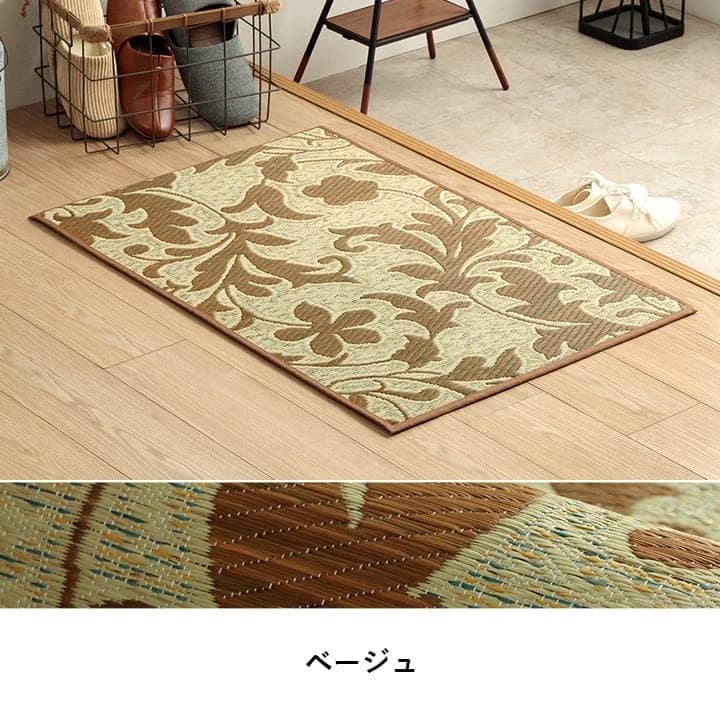 夏ラグ 夏用カーペット 玄関マット 花柄 高級感 室内 おしゃれ 玄関 マット い草ラグ 日本製 抗菌防臭 国産 滑り止め い草 約70×120cm