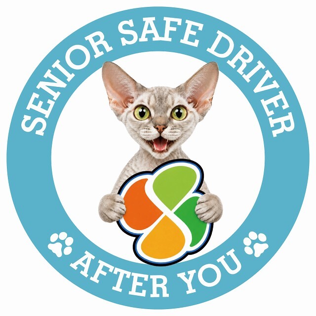 カーサイン 高齢者マーク SENIOR SAFE DRIVER デボンレックス ステッカー シール 直径13cm 肉球 日本製 車