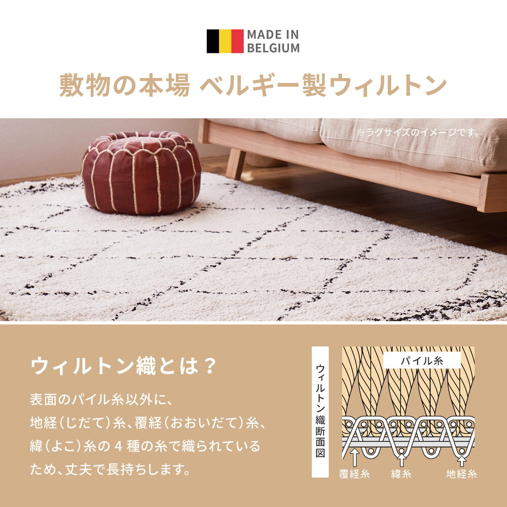 ラグ カーペット ウィルトンマット BOHO 約40×60cm ベニワレン風 モロッコ風 モロッカン 玄関マット インテリアマット ふかふか シャギー ベルギー製 新生活