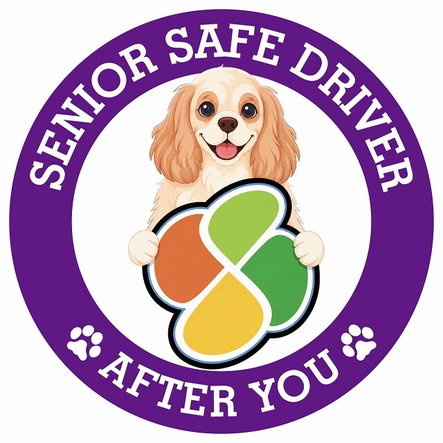 カーサイン 高齢者マーク SENIOR SAFE DRIVER アメリカンコッカースパニエル ステッカー シール 直径13cm 肉球 日本製 車