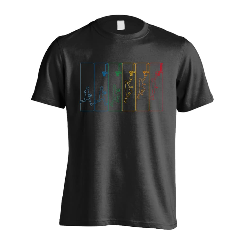 バスケ Tシャツ 半袖 メンズ レディース ジュニア 練習着 ドライ おもしろ tシャツ 速乾 スポーツ ウェア 名入れ 女子 男子 チーム おしゃれ 文字入れ無料 「レイアップ アニメーション」 アートワークスコウベ 【送料無料】