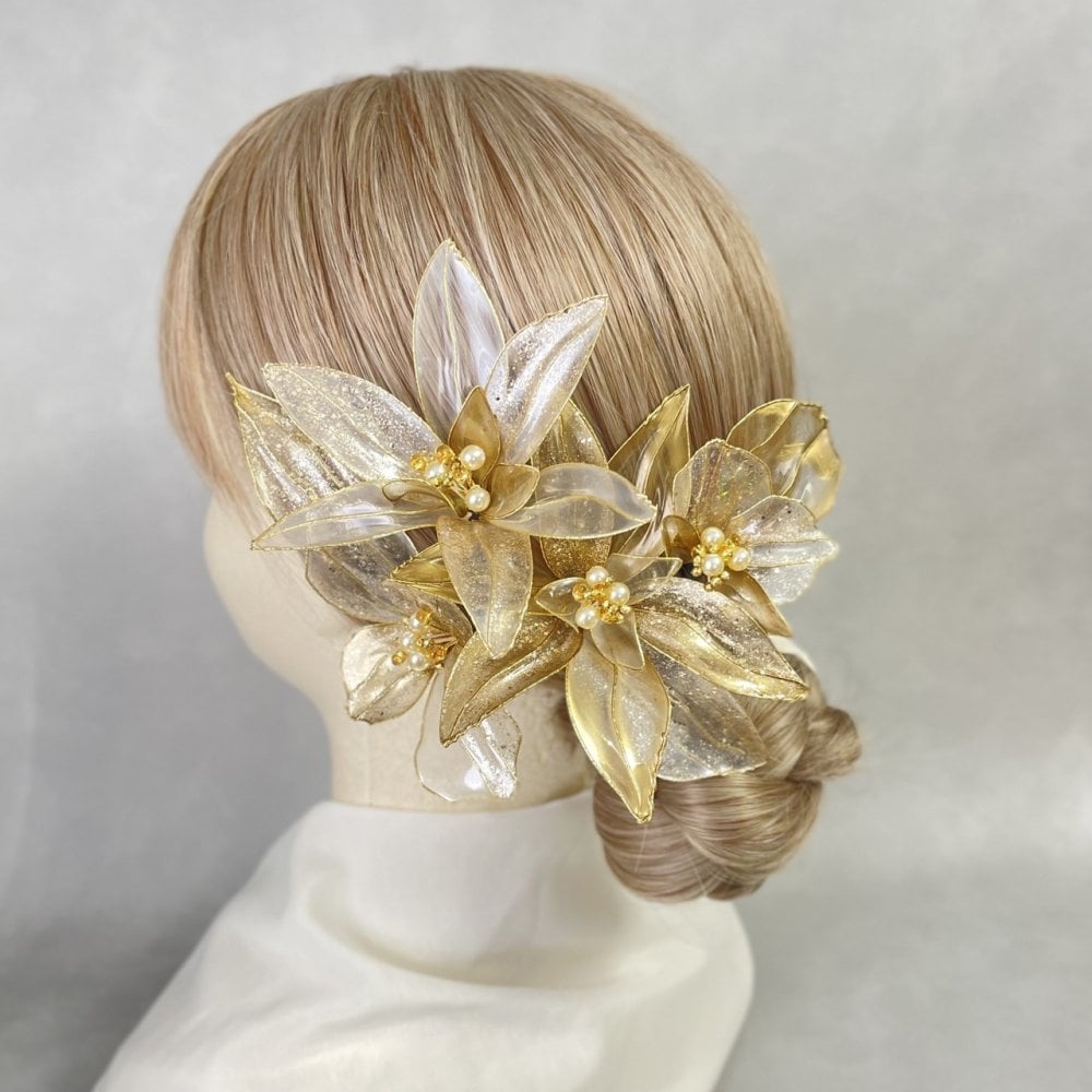 髪飾り アメリカンフラワー ディップアート 選べる6種 ヘアアクセサリー ヘッドドレス セット 大ぶり 成人式 卒業式 袴 振袖 和装 結婚式 前撮り ウェディング 白無垢 色打掛 ドレス 浴衣 七五三 ハンドメイド カサブランカ シルバー ゴールド ガラスホワイト 贈り物 ギフト プレゼント 娘 孫 友達 お祝い Lulu＊s ルルズ