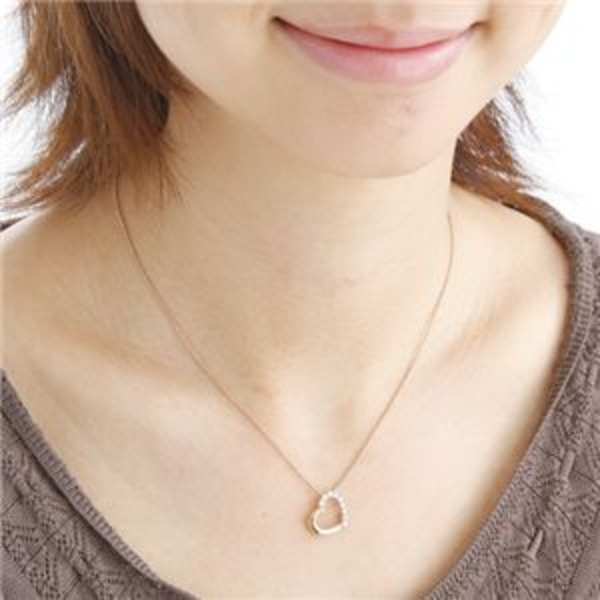 ネックレス レディース K18 PG ピンクゴールド オープンハート ダイヤモンド ペンダント 18金 ダイヤ ジュエリー アクセサリー 華奢 シンプル 大人 可愛い ギフト プレゼント