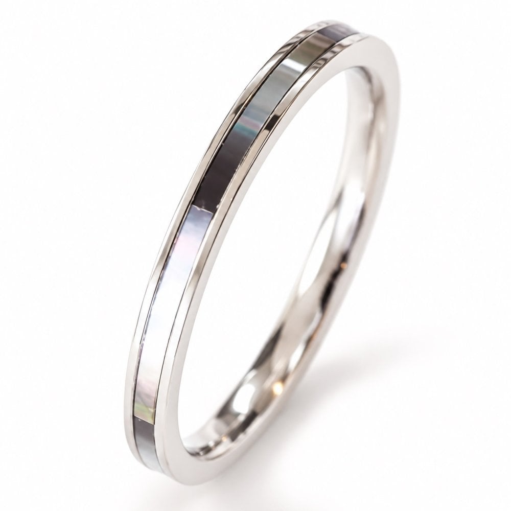 Rve〈レーヴ〉夢をまとうシェルリング｜刻印可能｜ブラック サージカルステンレス 金属アレルギー対応 結婚記念日 夫婦ペア 無料ラッピング ジーラブ 女性ギフト 【sk-16】 ジーラブ