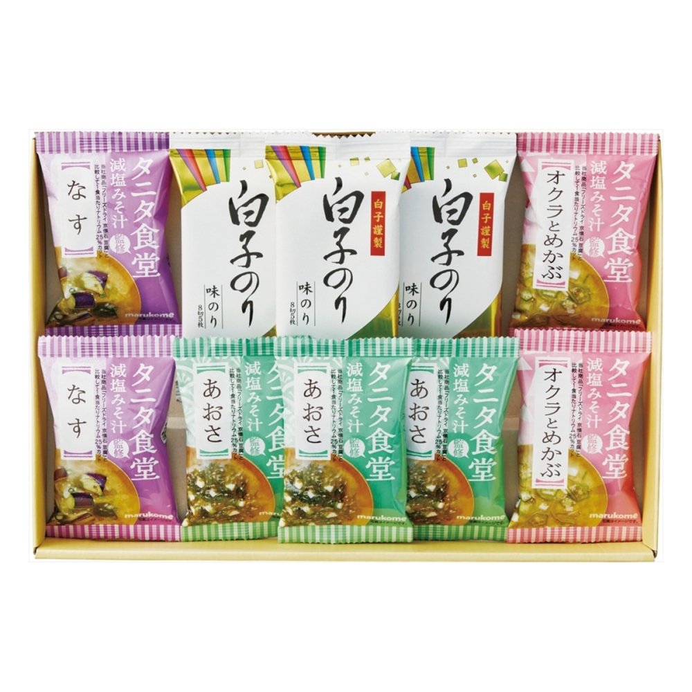 タニタ食堂 監修 減塩みそ汁 白子のり 詰合せ ギフトセット 計10点入 フリーズドライ 即席みそ汁 海苔セット【北海道・沖縄県・離島 配送不可】