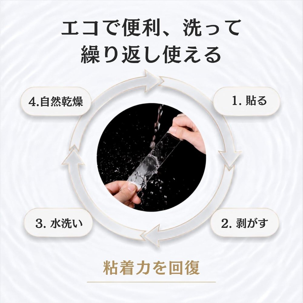 両面テープ 魔法テープ 超強力 のり残らず 繰り返し使用可能 防水 洗い可能 透明 多機能 1m長さ NB0FD9F7H81