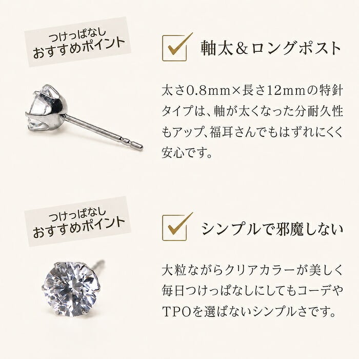 セカンドピアス つけっぱなし 軸太 医療用 片耳 明日が変わるキュービックジルコニア 5mm 金属アレルギー サージカル ステンレス レディース メンズ【当店オリジナル】【全品1個ずつバラ売り】 プレゼント