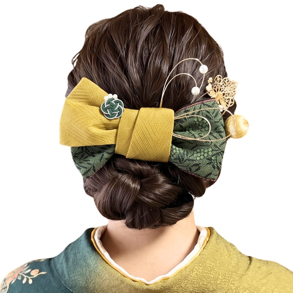 畳縁リボンの髪飾り 豪華フルセット 和装 ヘアアクセサリー 成人式 卒業式 袴 振袖 浴衣 七五三 着物 ヘッドドレス 大きめリボン 水引 金箔 ボールピン 和モダン 和洋折衷 レトロ ヘアアレンジ 髪留め 選べる3色 南天 梅 桜 プレゼント ギフト