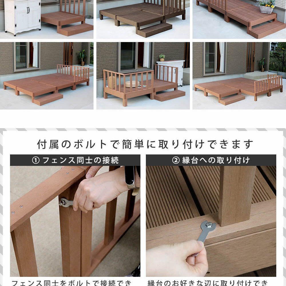 フェンス 人工木ウッドデッキ ecofeel エコフィール コーナーフェンス PWDE-CN 樹脂製 縁台 縁側 DIY キット ウッドテラス セット ウッドパネル 腐らない 屋外 新築 外構 ベランダ 本格的 おしゃれ 簡単組立 ライトブラウン