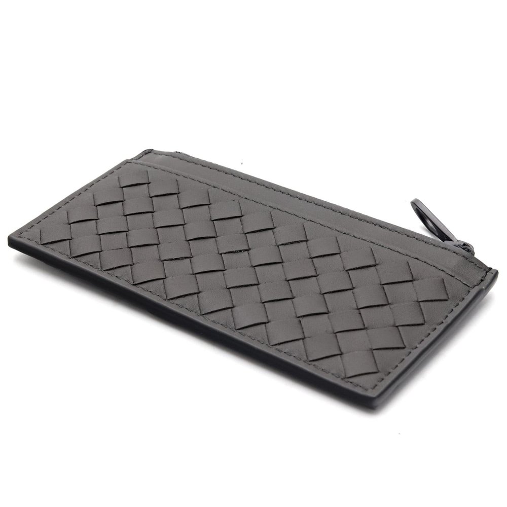 ボッテガヴェネタ BOTTEGA VENETA コインケース 小銭入れ カードケース フラグメントケース イントレチャート メンズ グレー 本革 レザー 薄型 ミニ財布 ファスナー 566430 V47W1 1428 カード5枚