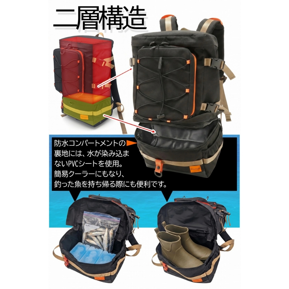 グランウォーカー 釣り バック  リュック メンズ おしゃれ 大人 ブランド カジュアル アウトドア 登山 釣り 大容量 30L 多機能 バイク グランウォーカー フィッシングリュック ツーリング自立式 かばん 鞄 キャンプ アウトドア