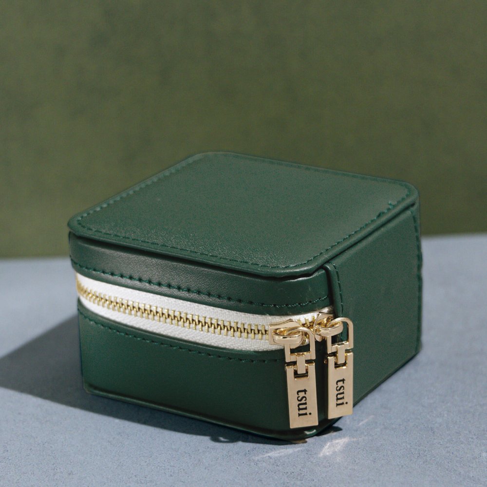 ジュエリー ポーチ グリーン（スクエア）アクセサリーボックス BOX 保管箱 ケース プレゼント Green 収納
