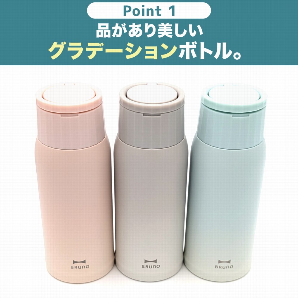 【熨斗・ラッピング無料】BRUNO ブルーノ ハンドルつき軽量ステンレススクリューボトル medium BHK329 350ml 保温 保冷 ギフト タンブラー 水筒 女性 名入れ