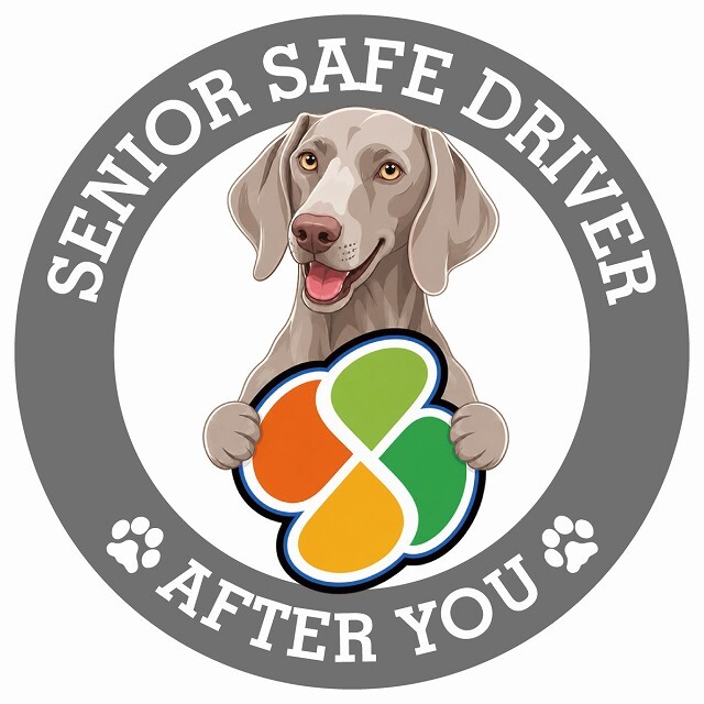 カーサイン 高齢者マーク SENIOR SAFE DRIVER ワイマラナー ステッカー シール 直径13cm 肉球 日本製 車