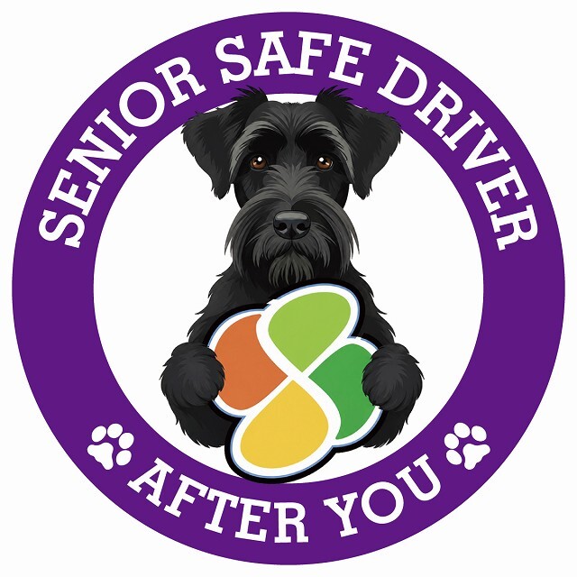 カーサイン 高齢者マーク SENIOR SAFE DRIVER ジャイアントシュナウザー ステッカー シール 直径13cm 肉球 日本製 車