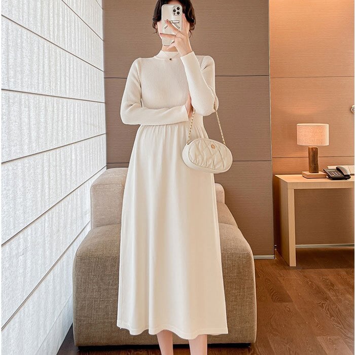 マタニティウェア 通販 マタニティ 妊婦服 プリーツワンピース 長袖ワンピース おしゃれ オシャレ ニットワンピース 上品 シンプル シンプル無地 通勤オフィス フォーマル 産前産後 お宮参り 秋冬用 おしゃれ上品 セレモニー