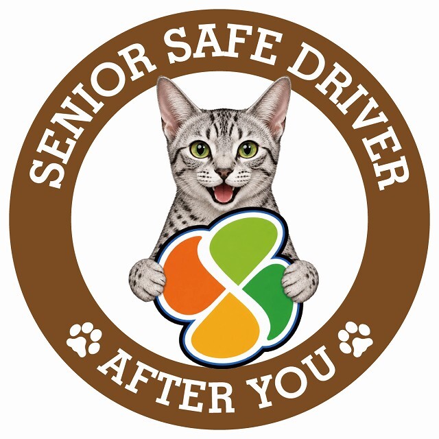 カーサイン 高齢者マーク SENIOR SAFE DRIVER エジプシャンマウ ステッカー シール 直径13cm 肉球 日本製 車