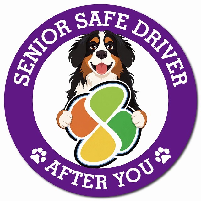 カーサイン 高齢者マーク SENIOR SAFE DRIVER バーニーズマウンテンドッグ マグネット 強力 直径13cm 肉球 日本製 車 ステッカー