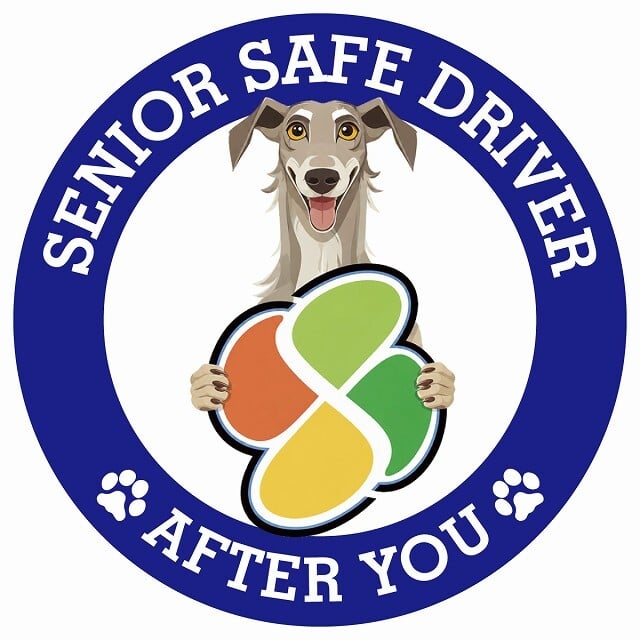 カーサイン 高齢者マーク SENIOR SAFE DRIVER ディアハウンド ステッカー シール 直径13cm 肉球 日本製 車
