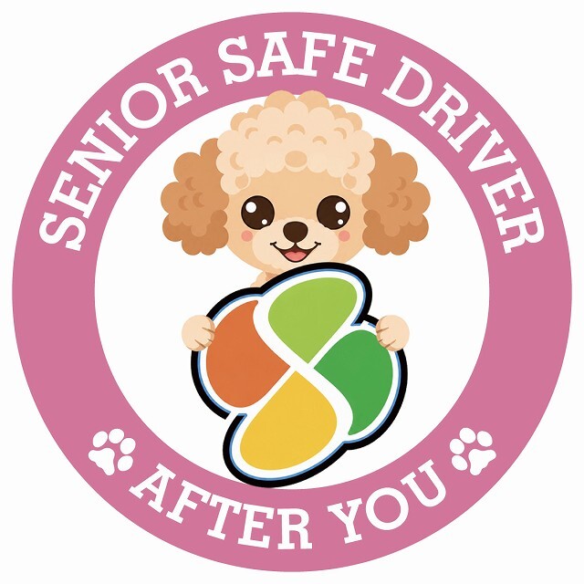 カーサイン 高齢者マーク SENIOR SAFE DRIVER チワプー ステッカー シール 直径13cm 肉球 日本製 車