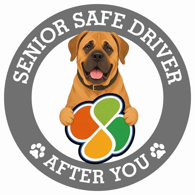 カーサイン 高齢者マーク SENIOR SAFE DRIVER 土佐犬 ステッカー シール 直径13cm 肉球 日本製 車