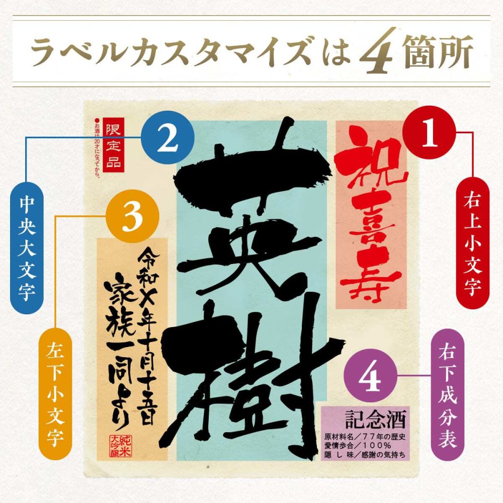 喜寿祝い プレゼント 女性 紫色 77年前の新聞付き 名入れ ギフト 誕生日 敬老の日 贈り物 男性 両親 即日発送 【紫龍】1800ml 日本酒