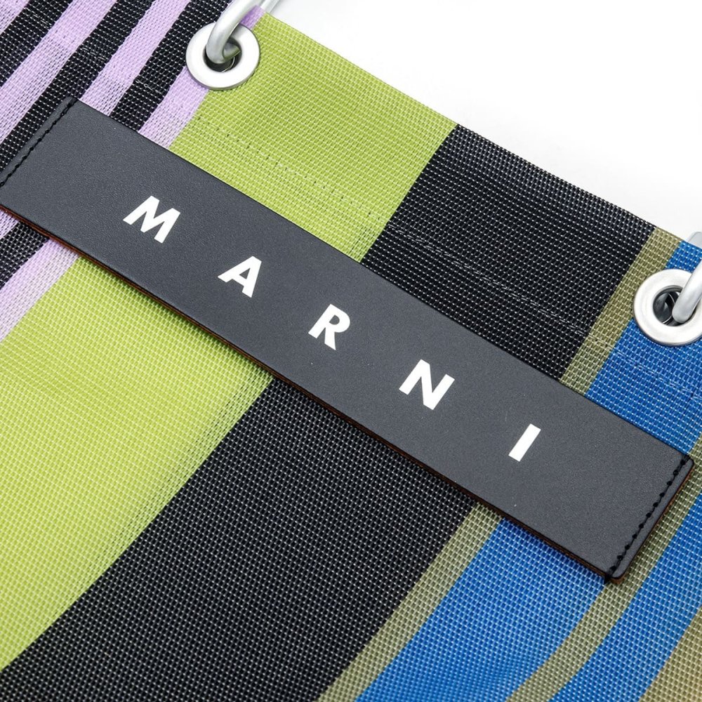 マルニ MARNI トートバッグ マルニマーケット フラワーカフェ ストライプバッグ ミレー SHMHR08A01 TN296 STV35 メッシュ レディース 大容量 軽量 ブランド 新品 ギフト プレゼント