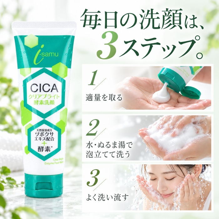 酵素洗顔 CICA配合 150g 洗顔フォーム 洗顔料 ツボクサ くすみケア 角質ケア 角質除去 毛穴ケア 毛穴汚れ 黒ずみ 乾燥肌 敏感肌 うるおい 保湿 ハリ