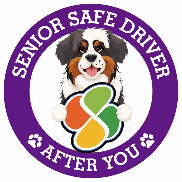 カーサイン 高齢者マーク SENIOR SAFE DRIVER セントバーナード ステッカー シール 直径13cm 肉球 日本製 車