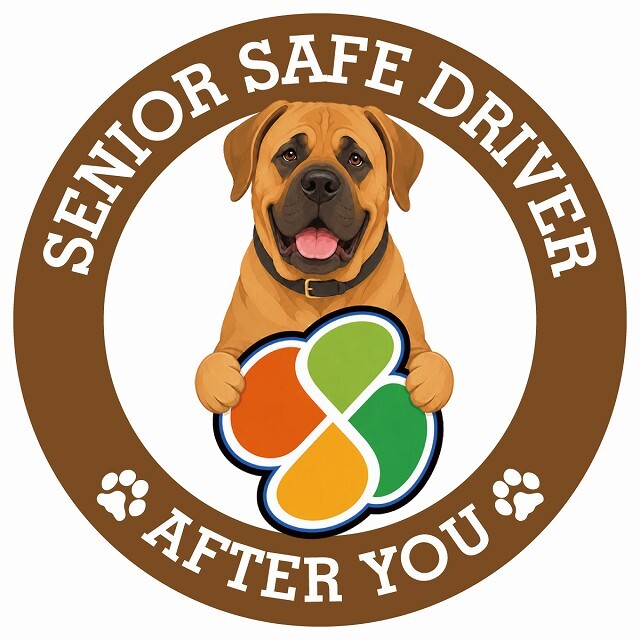 カーサイン 高齢者マーク SENIOR SAFE DRIVER 土佐犬 ステッカー シール 直径13cm 肉球 日本製 車