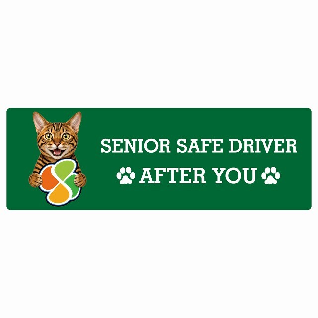 カーサイン 高齢者マーク SENIOR SAFE DRIVER トイガー ステッカー シール 長方形 15x5cm 肉球 日本製 車