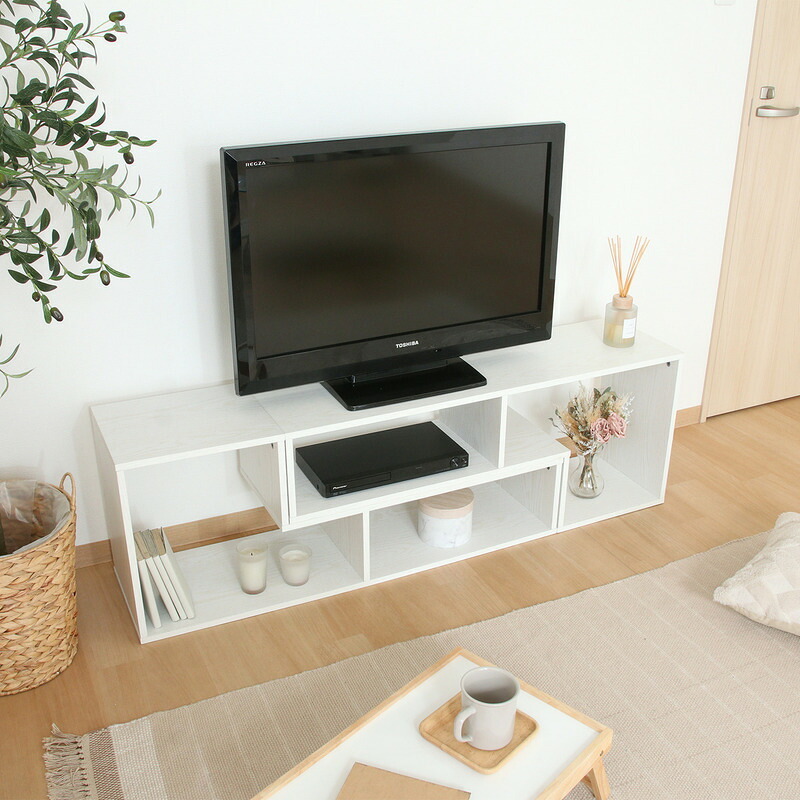 L字型伸縮TVボード オーク オーク・オークホワイト 2色展開 テレビ台 ローボード リビング収納 テレビボード おしゃれ シンプル 新生活 家具 インテリア 不二貿易