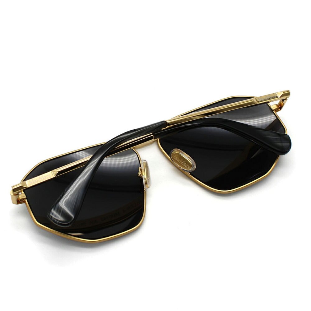 マックスマーラ Max Mara サングラス ノーズパッド UVカット アイウェア スクエア 多角形 ジオメトリック MM0143/S 30A 59 メンズ レディース ユニセックス ゴールド+ブラック 海外正規品