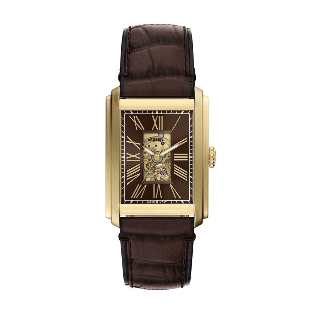 フォッシル FOSSIL 腕時計 メンズ CARRAWAY アナログ 自動巻き ブラウン クロコレザーウォッチ ME3281【2026 新作】