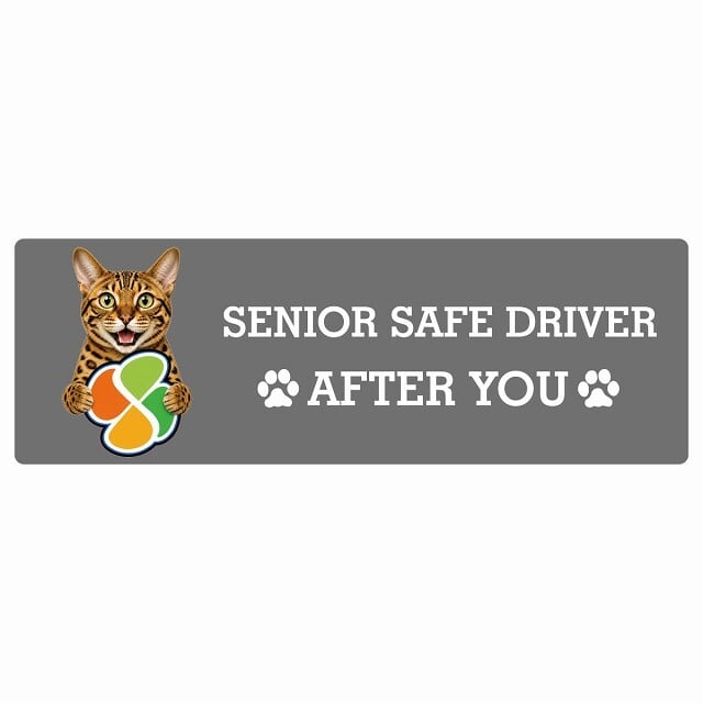 カーサイン 高齢者マーク SENIOR SAFE DRIVER ベンガル ステッカー シール 長方形 20x6.7cm 肉球 日本製 車