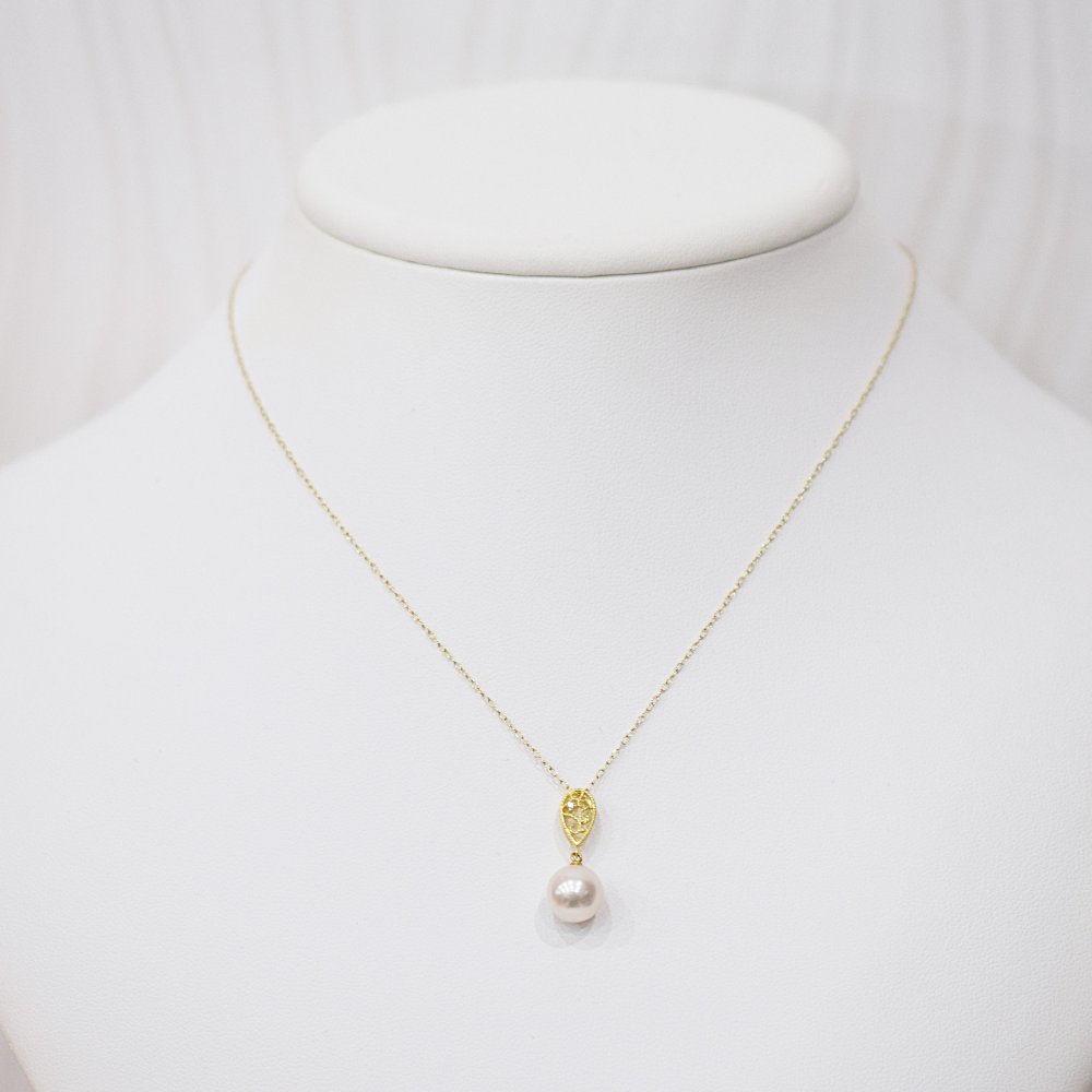 ［pearl591］ 8mm - 8.5mm ホワイトピンク ペンダント ダイヤモンド付 あこや真珠 ダイヤモンド：0.01ct