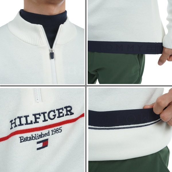 トミーヒルフィガー ゴルフ メンズ フロントロゴ ハーフジップ モックネックセーター TOMMY HILFIGER GOLF THMA472 秋冬モデル お誕生日祝い お祝い 記念品 お父さん 父の日 彼氏 男性 30代 40代 50代 60代  還暦祝い 敬老の日 人気プレゼント プレゼント