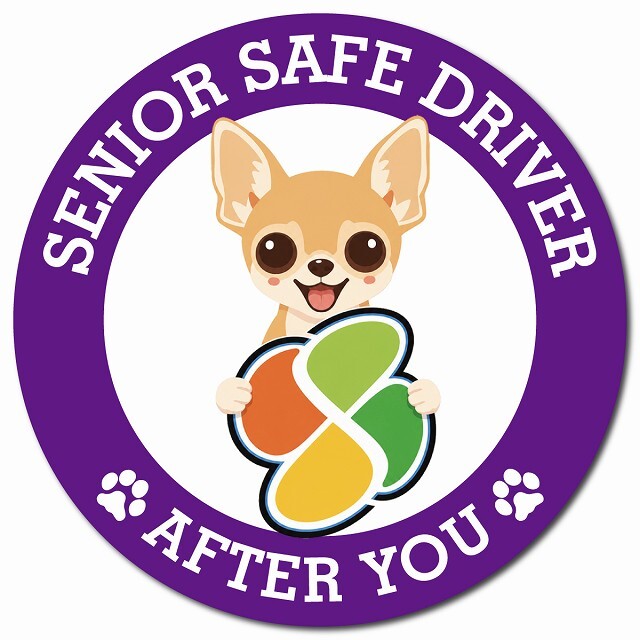 カーサイン 高齢者マーク SENIOR SAFE DRIVER チワワ マグネット 強力 直径13cm 肉球 日本製 車 ステッカー