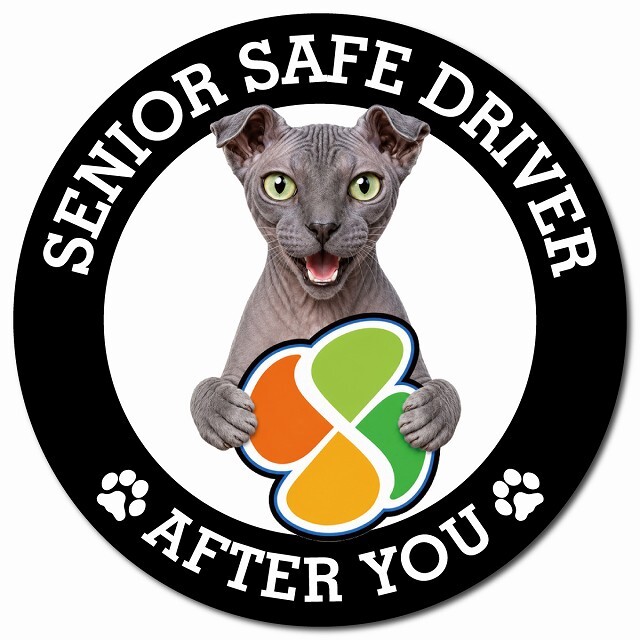 カーサイン 高齢者マーク SENIOR SAFE DRIVER ユークレニアンレフコイ マグネット 強力 直径13cm 肉球 日本製 車 ステッカー