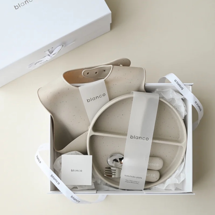 blanco perfect meal set ギフトセット blancoボックス付 出産祝い ベビー食器とお食事エプロン カトラリー