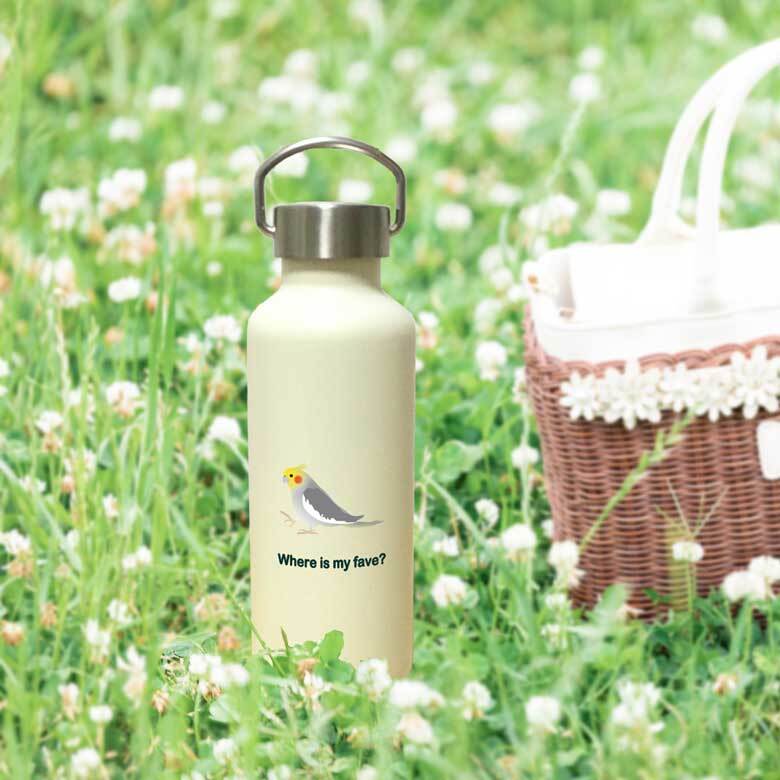 オカメインコ かわいい 取っ手付きマグボトル おしゃれ 290ml 保温 保冷 ステンレス マグボトル 取っ手付き 真空 断熱 二重構造 ボトル タンブラー 水筒 マイボトル オリジナル インコ オウム 鳥 ペット 動物 アニマル