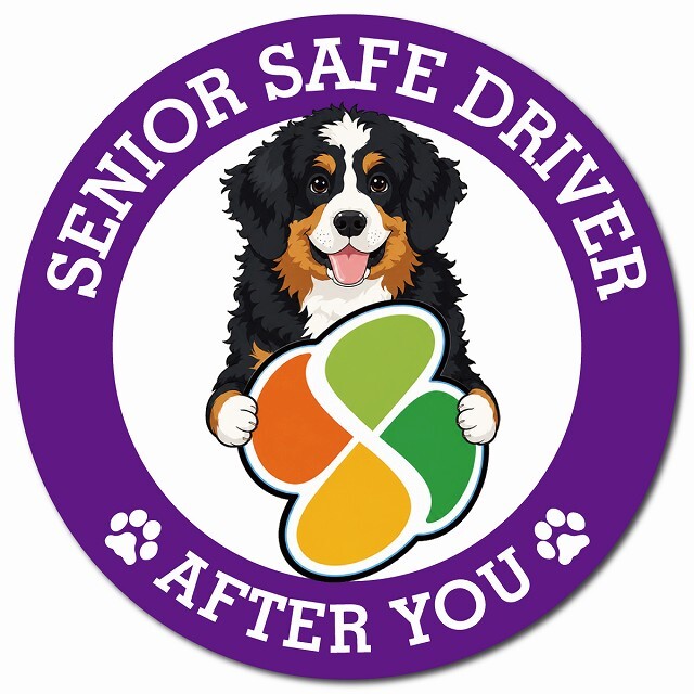 カーサイン 高齢者マーク SENIOR SAFE DRIVER バーニードゥードル マグネット 強力 直径13cm 肉球 日本製 車 ステッカー
