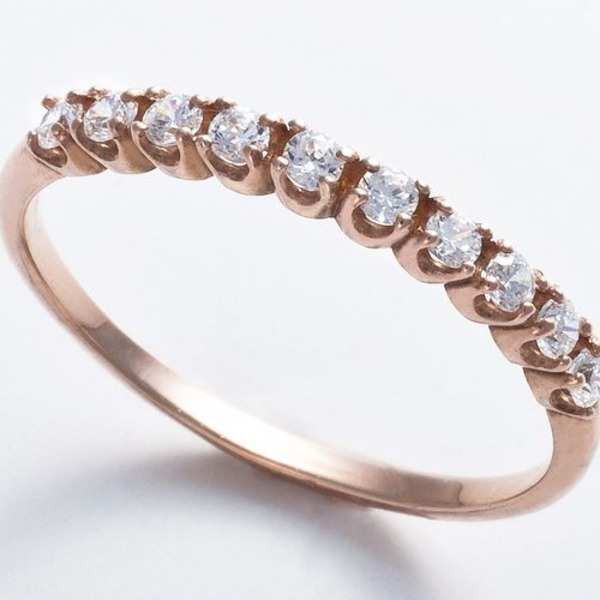 指輪 エタニティリング K10 ピンクゴールド 10石 0.2ct ダイヤ ハーフエタニティ リング 11号 レディース アクセサリー ジュエリー 華奢 重ね付け ギフト プレゼント