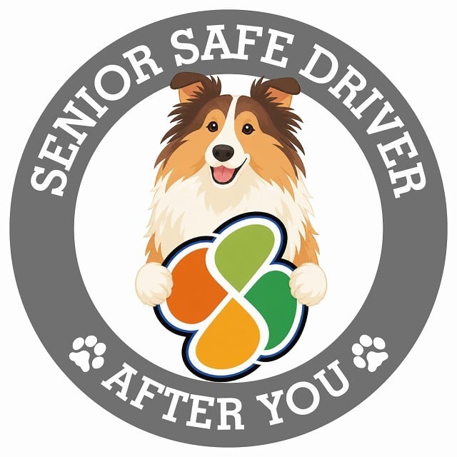 カーサイン 高齢者マーク SENIOR SAFE DRIVER ラフコリー ステッカー シール 直径13cm 肉球 日本製 車
