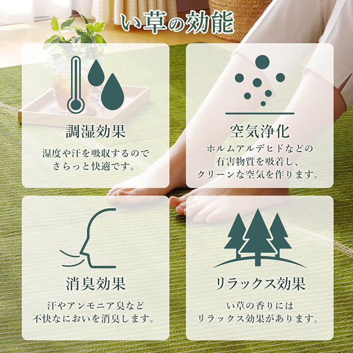 夏ラグ 夏用カーペット ラグ い草 国産 純国産 日本製 シンプル 無地風 抗菌防臭 自然素材 ウレタン 約191×250cm